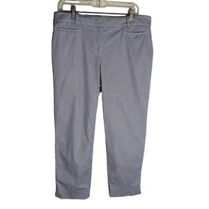 Talbots The Perfect Crop Dress Pants Women's size 10 Pin Striped Blue White
